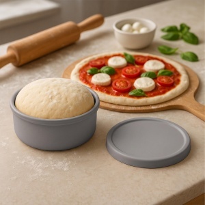 Cutie pentru Pizzaballs Relaxdays, Set de 4, Silikon, Capacitate 350 g, Gri - Img 2