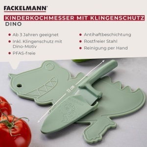Cutit de bucatarie pentru copii Fackelmann Dino, lama din otel inoxidabil, maner ergonomic - Img 2