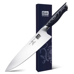 Cutit de bucatarie SHAN ZU Cutit de bucatarie 20CM Cutit profesional extra ascutit din otel inoxidabil carbon de inalta calitate Cutit de bucatar cu maner ergonomic din lemn K133 - Img 1