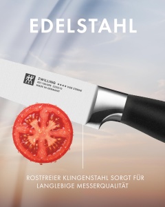Cutit de Curatat ZWILLING VIER STERNE 10 cm, Otel Inoxidabil, Maner Ergonomic, Negru - Img 6