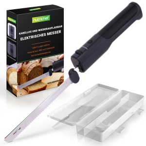 Cutit Electric NutriChef cu Acumulator USB-C, Negru, Usor si Ergonomic
