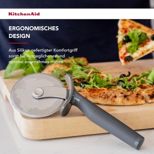 Cutit pentru Pizza KitchenAid, inox, cu protectie pentru degete, gri - Img 5