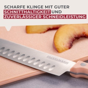 Cutit Santoku Fackelmann 23 cm, lama din otel inoxidabil, maner ergonomic apricot - Img 4