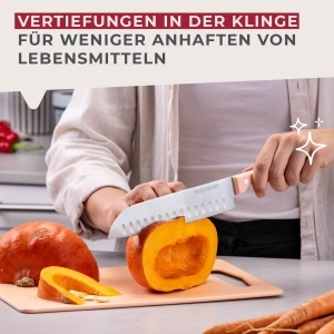 Cutit Santoku Fackelmann 30 cm, lama inox 18 cm, maner ergonomic apricot - Img 6