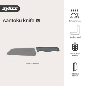 Cutit Santoku Zyliss 17 cm, cu Klinge din Otel Inoxidabil si Maner din Weizenstroh - Img 8