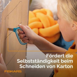 Cutter pentru copii Fiskars, cutter carton, maner ergonomic, protectie siguranta - Img 3