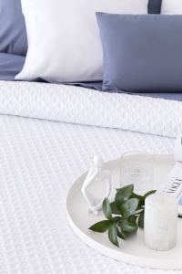 Cuvertura de pat Todocama pique matlasat fin pentru primavara, vara, toamna si iarna 100% plapuma multifunctionala din microfibra extra moale 105-200x260 cm alb - Img 2