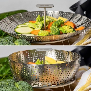 Dampfer pentru legume Westmark, ajustabil, inox si silicon, 18-28 cm - Img 3