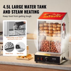 Dampfgarer Hot Dog VEVOR 37L, 1200W, cu 2 etaje si control temperatura 30-85 - Img 4