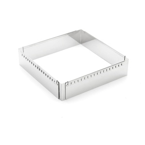 De Buyer 3013.20 - Cadru extensibil din otel inoxidabil 20 x 20 x 5 cm pana la 37 x 37 x 5 cm, gri