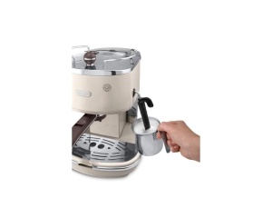 De'Longhi Icona Vintage ECOV 311.BG - Portafiltru espresso cu aspect retro, espressor cu spumant manual de lapte, pentru pudra de cafea sau tampoane ESE, rezervor de apa de 1,4 l, bej - Img 2