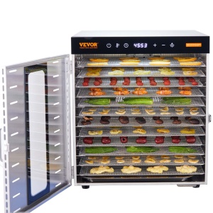 Dehydrator VEVOR SS-10X 1000 W cu 10 Tavi din Otel Inoxidabil, Timer 48 Ore - Img 9