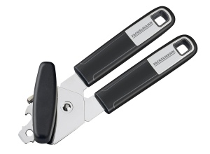 Deschizator de conserve Fackelmann 25770, 20 cm, ergonomic, cu maner Soft-Touch, argintiunegru