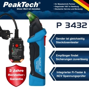 Detector de sigurante si circuite PeakTech 3432 testare tensiune fara contact tester pentru prize 230V - Img 2