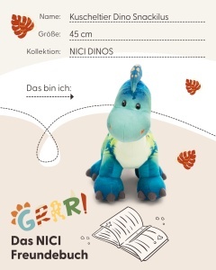 Dinozator Plush Snackilus 45cm - albastru - Jucarie din plus pentru copii si adulti - Img 5