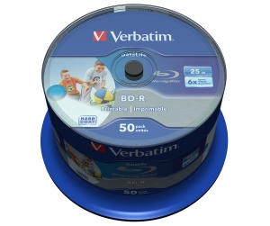 Disc Blu-Ray Verbatim BD-R SL 25 GB, 6x, 50 bucati, suprafata imprimabila