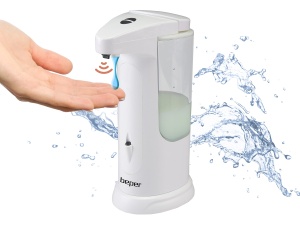 Dispenser automat sapun si gel dezinfectant Beper P201UTP004, 370 ml, alb, senzor infrarosu