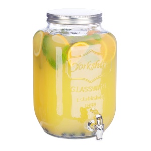 Dispenser de bauturi Relaxdays 8L, sticla, design retro, cu robinet - Img 1