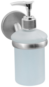 Dispenser de sapun Fackelmann FUSION, sticla cu suport vernicat, 1 bucata