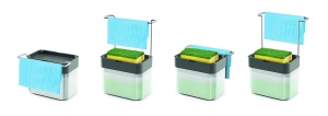 Dispenser de sapun Metaltex, gri, 17x12x22 cm, cu suport pentru burete - Img 9