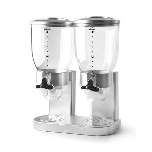 Dispenser dublu Lacor 62596 pentru cereale si alimente uscate 2 x 2 litri gri BPA-free