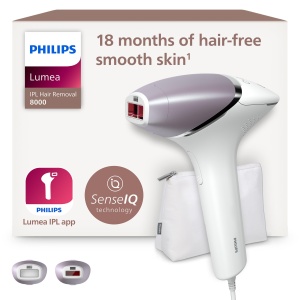Dispozitiv de epilare Philips Lumea IPL seria 8000 - Dispozitiv de epilare cu tehnologie SenseIQ, 2 accesorii pentru corp si fata (Model BRI944/00)