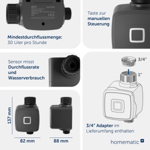 Dispozitiv de Irigare Inteligent Homematic IP 162114A0, Control prin Aplicatie, Culoare Antracit - Img 3