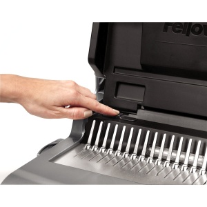 Dispozitiv de legare plastic Fellowes Quasar 500, capacitate 500 foi, culoare antracit - Img 3