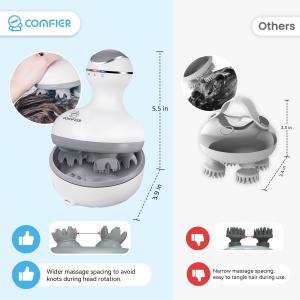 Dispozitiv de Masaj pentru Scalp COMFIER, Wireless, 4 Moduri, Waterproof - Img 2
