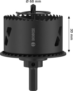 Dispozitiv de taiere Bosch 1x Lochsage cu adaptor si randsenker pentru lemn si pereti de gips-carton, 68 mm - Img 3