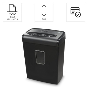 Distrugator documente Hama Premium 20L 8 coli Particule 2x12 mm Negru - Img 8