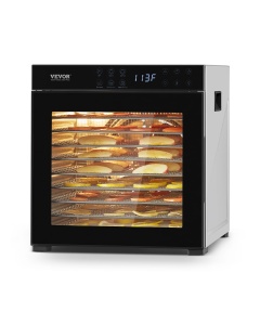 Dorrator VEVOR FD-1018 cu 10 Tavite din Otel Inoxidabil, 1000 W, Digital