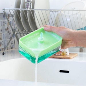 Dozator sapun 2-in-1 InnovaGoods Pushoap 330 ml Compact VerdeGri - Img 6