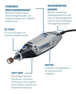 Dremel 3000 Unealta Multifunctionala 130W Set 15 Accesorii Viteza Variabila - Img 3