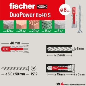Dublu cu suruburi Fischer PowerBox 180, 360 bucati, pentru zidarie si gips-carton - Img 6