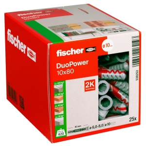 Dublu universal fischer DuoPower 10 x 80, 25 bucati, pentru beton si caramida