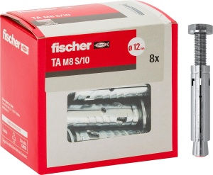 Dubluri din metal Fischer TA M8, 8 bucati, cu surub hexagonal, diametru 12 mm