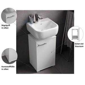Dulap baie Fackelmann 40 cm, alb, design modern, cu picioare din plastic - Img 5