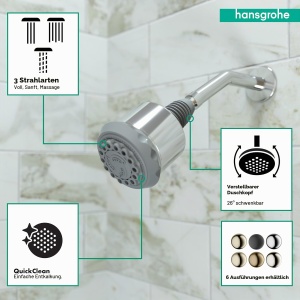 Dus de dus Hansgrohe Clubmaster HG28496001, crom, 3 tipuri de jeturi - Img 3