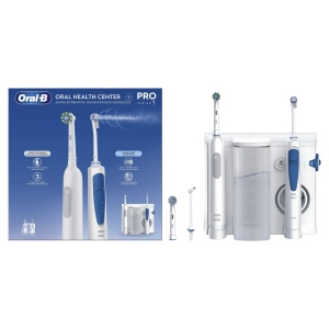 Dus electric Oral-B PRO Series 1, 3 moduri, 2 perii, tehnologie Oxyjet, alb