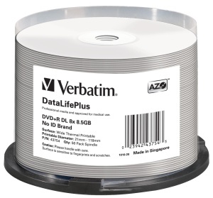 DVD-R Verbatim 8x Double Layer 8.5GB, 50 bucati, imprimabile