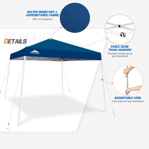 EAGLE PEAK 3x3m Cort pentru evenimente cu picioare inclinate Foisor in aer liber, Foisor pliabil impermeabil cu protectie UV 50+ pentru petrecere in gradina in camping, albastru inchis - Img 6