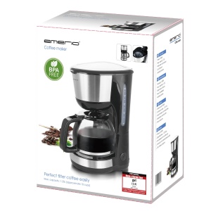 Emerio CME-122933, aparat de cafea cu filtru, 1,25 l pentru pana la 10 cani de cafea proaspata, filtru permanent detasabil, functie anti-picurare, vas de cafea din sticla, oprire automata, 1000 wati, negru/argintiu - Img 6