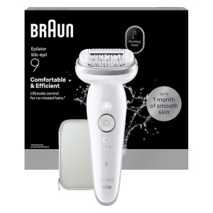 Epilator Braun Silk-epil 9-000, cap mobil, utilizare uscata si umeda, argintiu