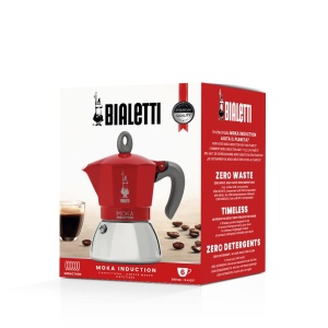Espressor cafea Bialetti Moka Induction, 6 cesti, inox, rosu - Img 5