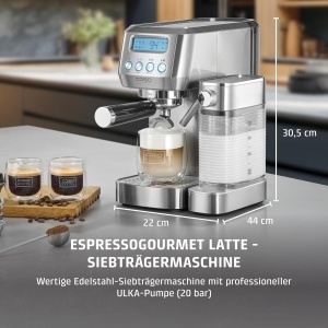Espressor cafea CASO Espresso Gourmet Latte, 20 bar, cu recipient pentru lapte, inox - Img 3