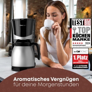 Espressor cafea Clatronic KA 3328, 2 termokanne, 1 litru, 870 W, negru - Img 4