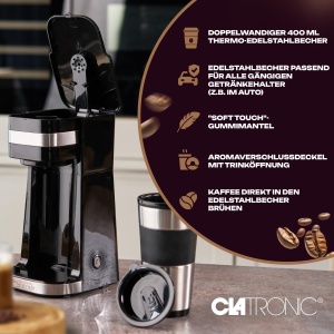 Espressor cafea Clatronic KA 3733, 400 ml, inox, cu filtru permanent - Img 3