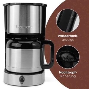 Espressor cafea Clatronic KA 3805, 8-10 cesti, 800W, inox - Img 5