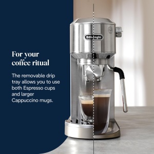 Espressor cafea DeLonghi Dedica Duo, 15 cm, metalic, cu spumator manual - Img 5
